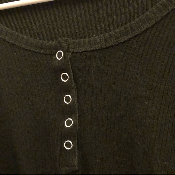 Fashion Nova Ribbed Henley Long Sleeve Shirt‎ Black 3X - Picture 4 of 6